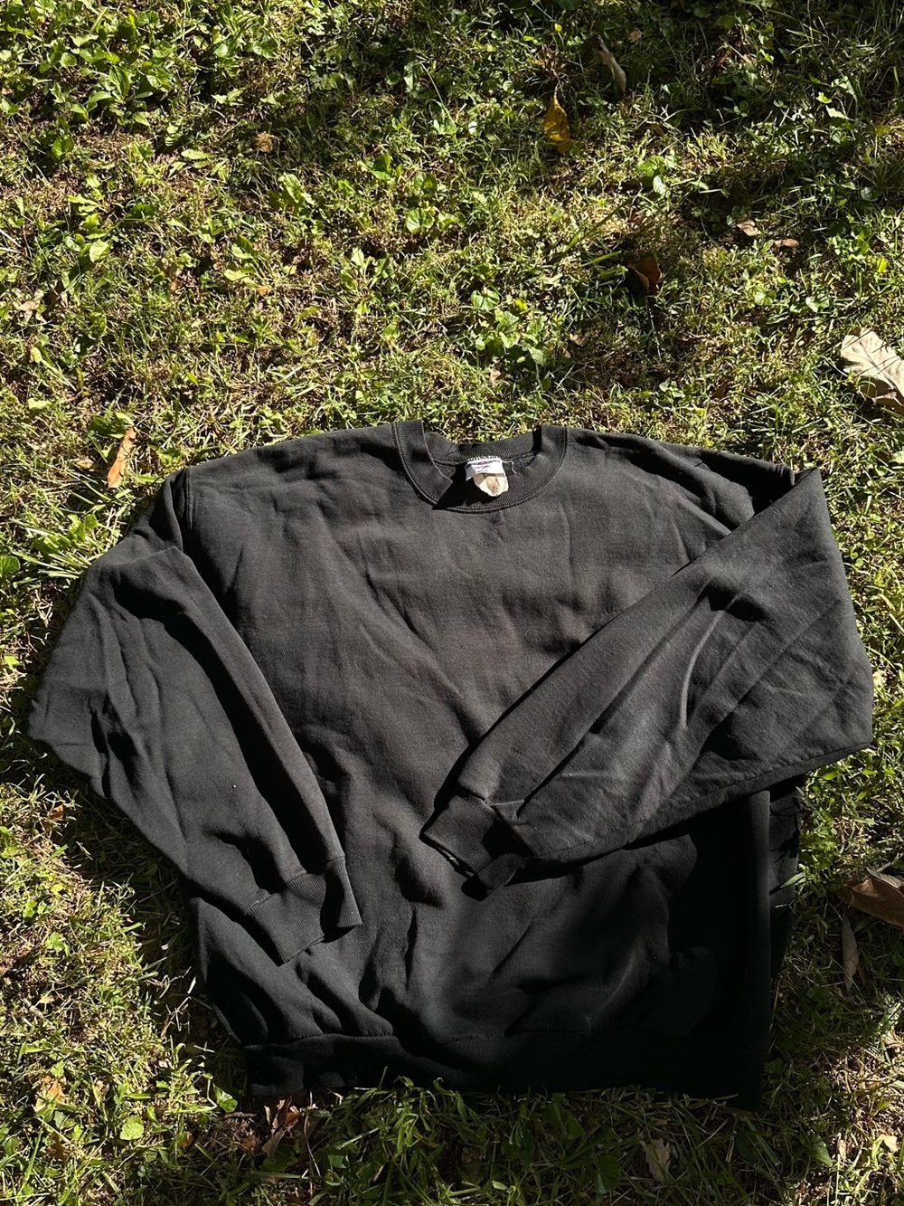 90s Vintage Distressed Jerzees Black Crewneck Sweatshirt Men's Classic Pullover